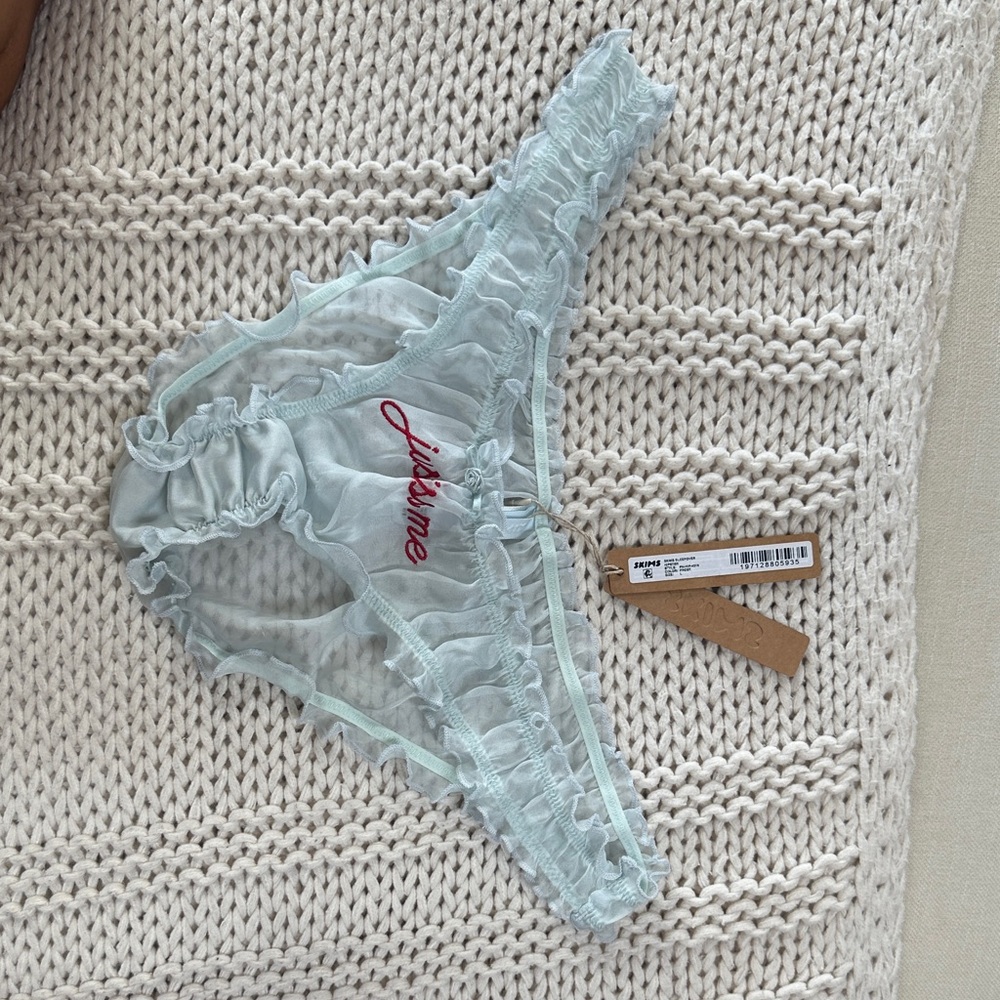 SKIMS Soft Blue Ruffle Panties